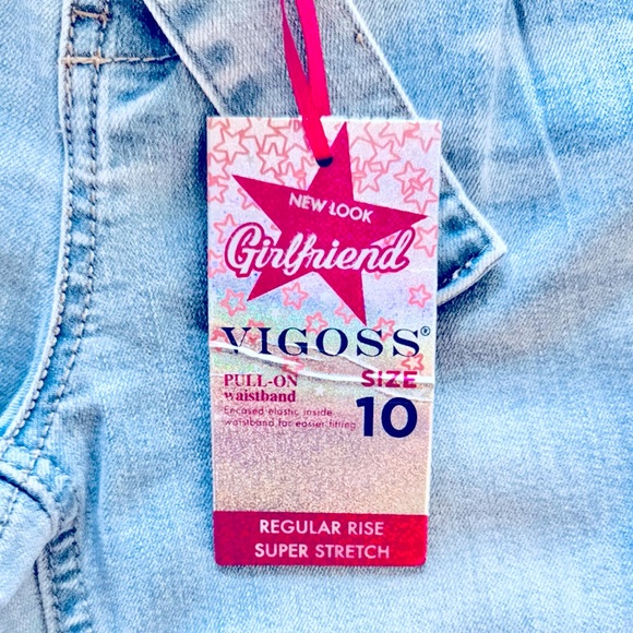 VIGOSS Georgia Girlfriend Super Stretch Light Blue Jeans w Denim Belt Tie - Picture 10 of 13